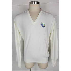 Vtg NWT Etonic Mens White Acrylic V-Neck Sweater Pine Needles Golf Cheap Shot XL